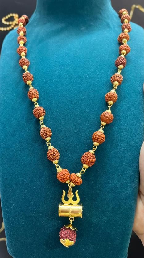 Shiv Trishul Pendant with Rudraksha Chain